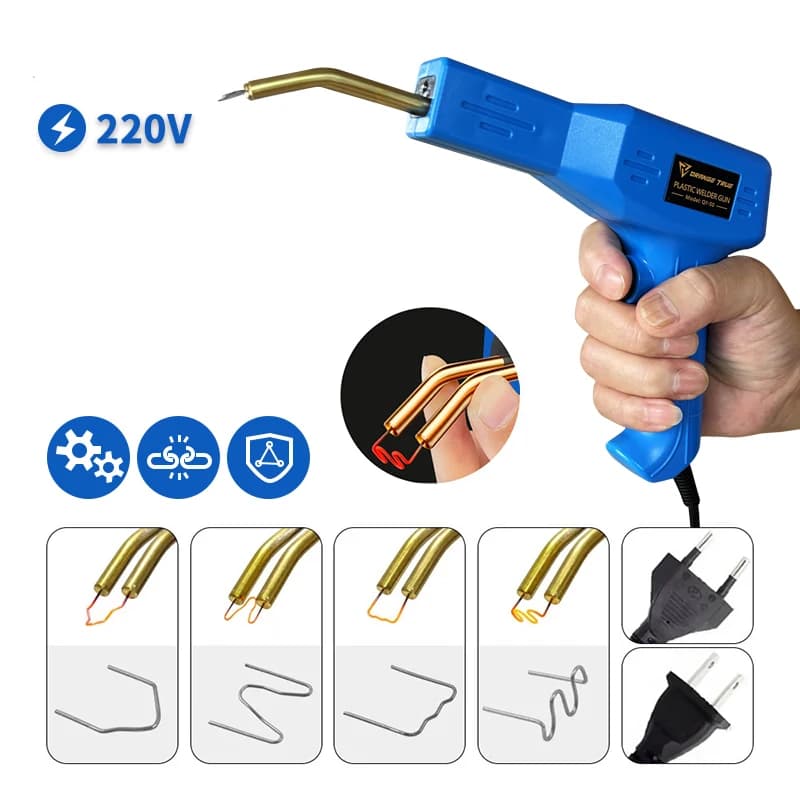 Kit torcia per riparazione paraurti Saldatore di plastica Cucitrice termica Saldatore EU 220V - Set completo di strumenti di riparazione paraurti per lavori carrozzeria auto
