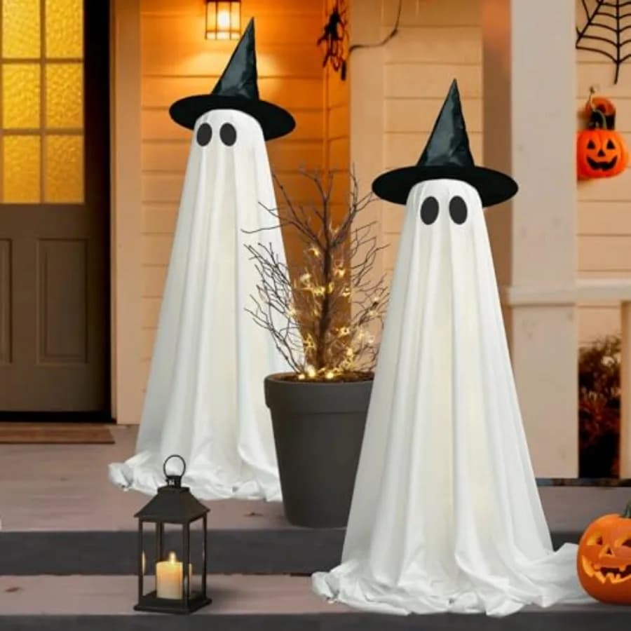 Halloween Ghost LED String Lights Decor Indoor/Outdoor Light Up Spooky Decoration with Remote Control for Yards, Porch, Gardens