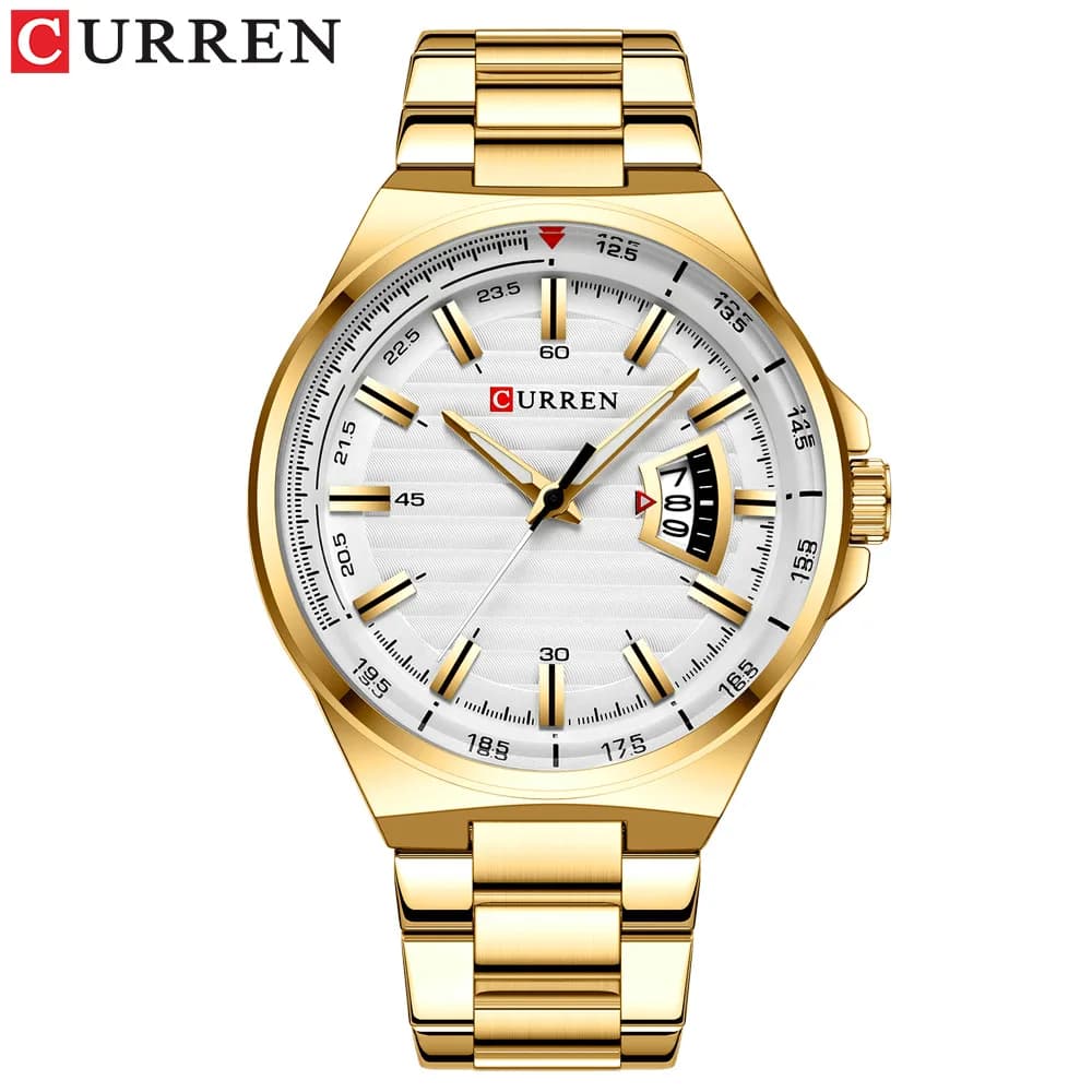 Curren/Carien 8375 Steel Watch - Waterproof Quartz Watch - Calendar Watch - Men's Watch - Business Men's Watch