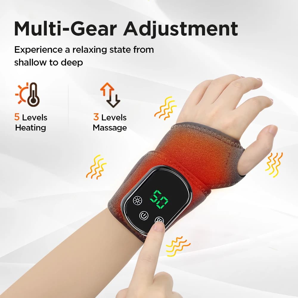 Supporto per Polso Riscaldante Elettrico Personalizzabile con Massaggio a Vibrazione e Compressione Calda, Fascia per Caviglia, Protezione per Mani e Piedi