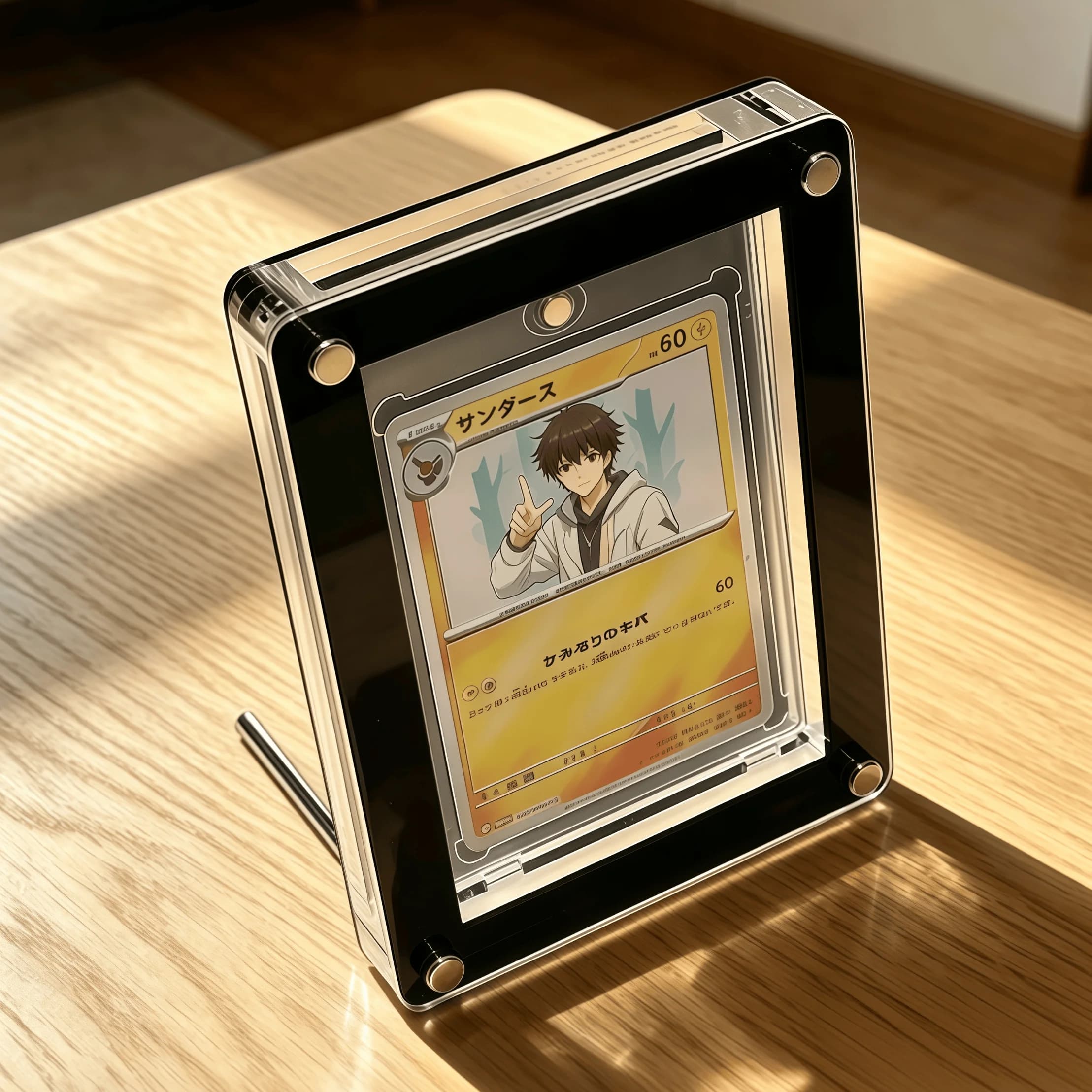 1‑Slot Pokemon Black Acrylic Card Slab Display Stand Polaroid‑Style Picture Frame Extra‑Thick 35PT Trading Card Showcase Holder