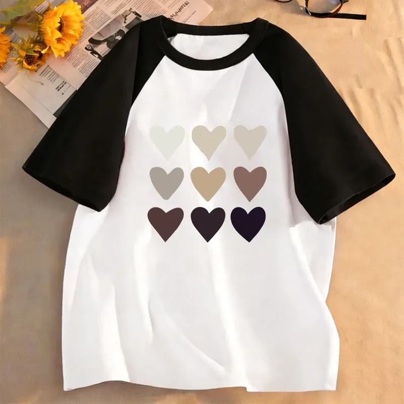 T-shirt alla Moda con Cuore, Stile Anni '90, Maglietta per Bambini, Manica Corta, per Ragazzi e Ragazze, Top Casual Estivo e Primaverile