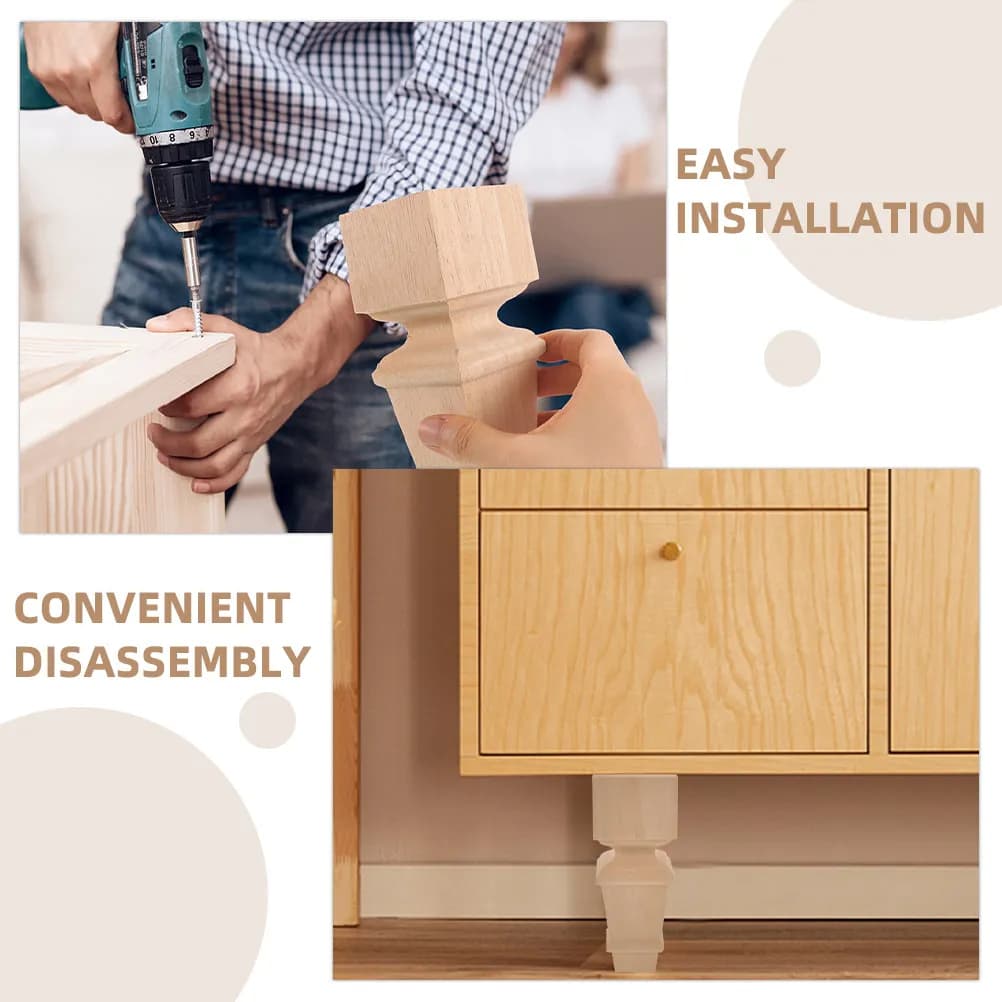 2 Pezzi Gambe per Mobili in Legno Massello Stile Nordico Minimalista, Gambe di Ricambio in Legno per Tavoli, Divani e Armadi