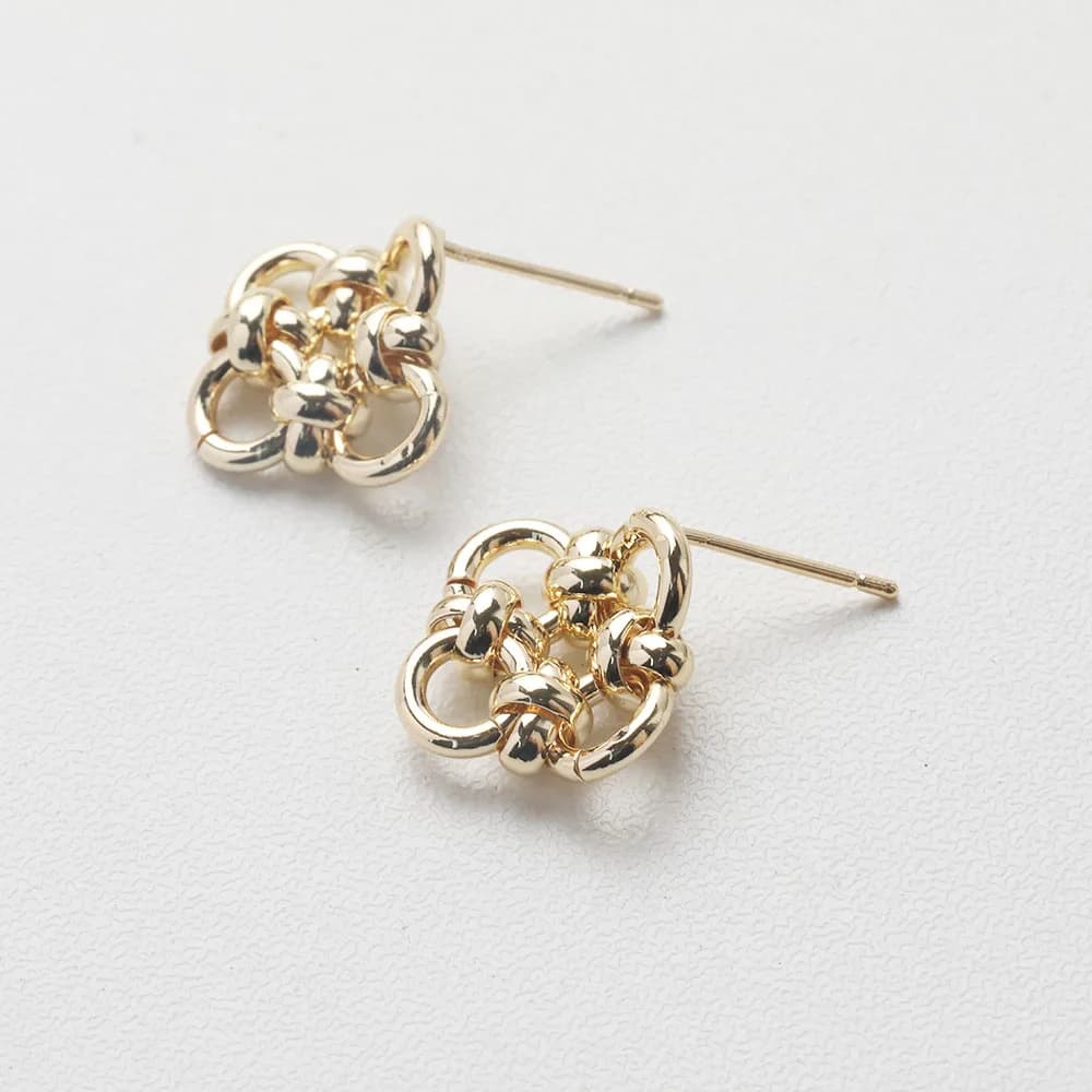 4 pcs button earrings with delicate flower for the creation of handmade jewelry made of 14k 16*17mm gold plated brass