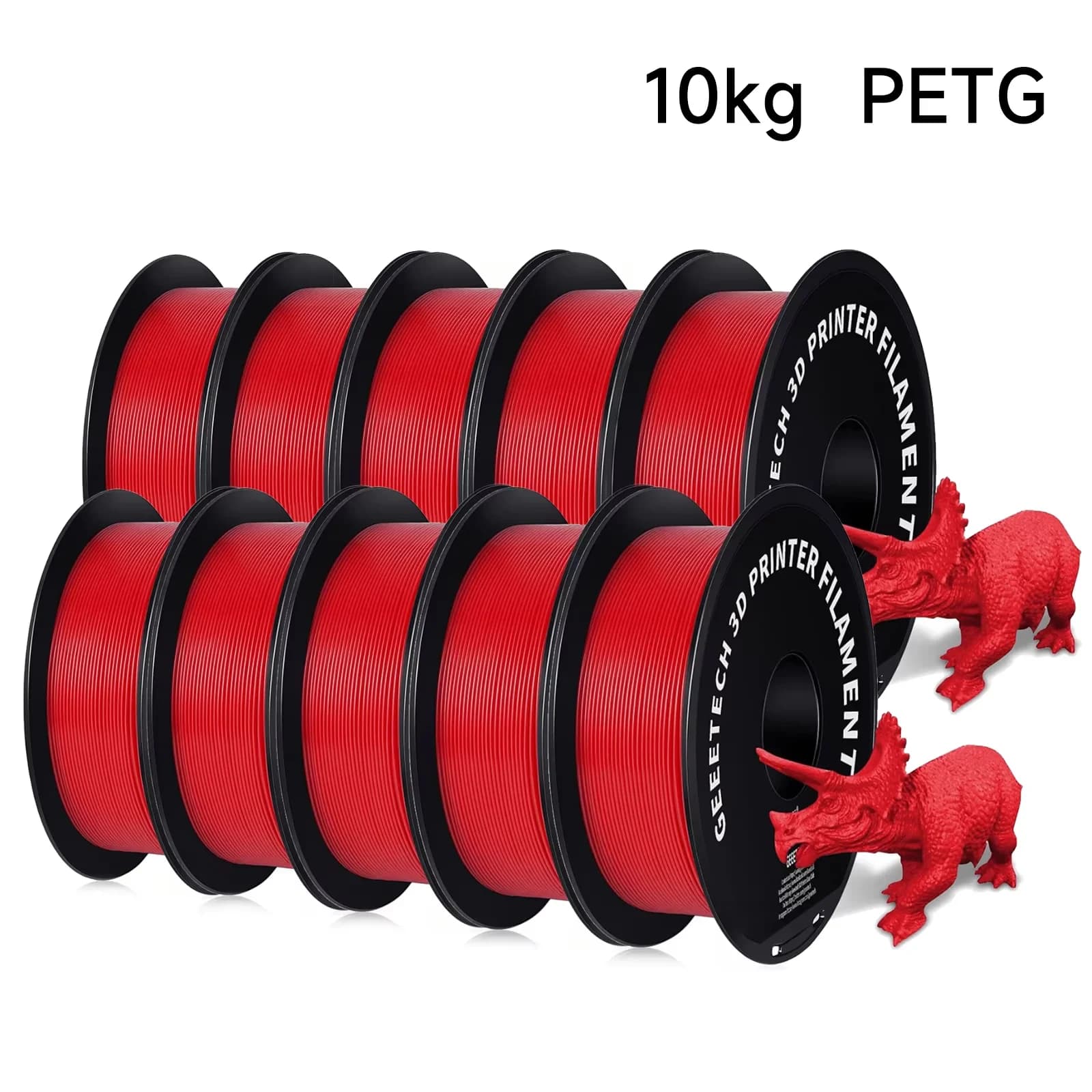 Geeetech PETG 10 Rotoli Filamento Filo di stampa 3D Confezione sottovuoto 1KG/rotolo 1,75mm Filamento al 100% per la maggior parte delle stampanti 3D FDM