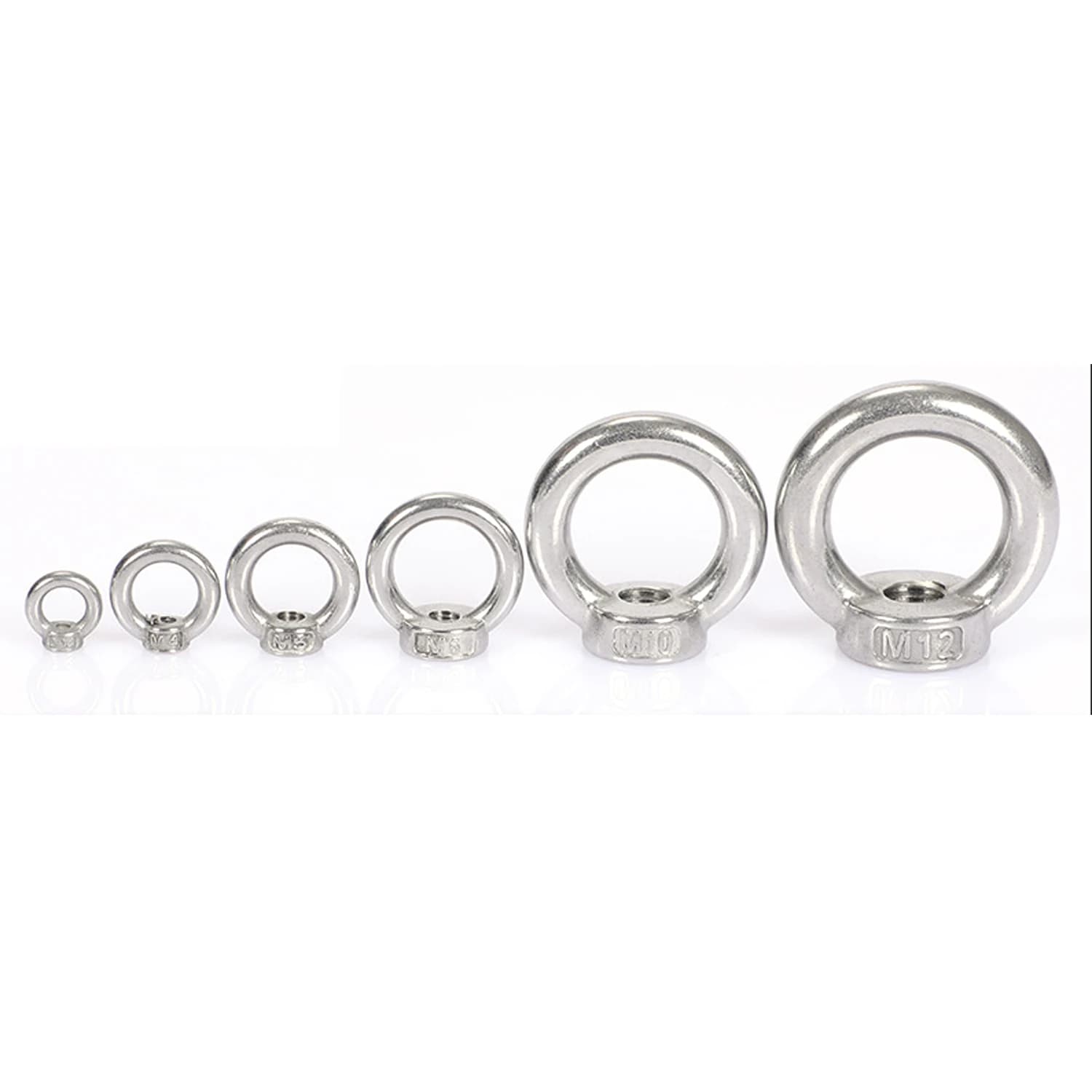 304 Stainle 10 pezzi M3 M4 M5 M6 M8 M10 M12 Dado ad occhiello in acciaio inossidabile Marine Eyenut Anello Dado Foro per cavo di sollevamento fune