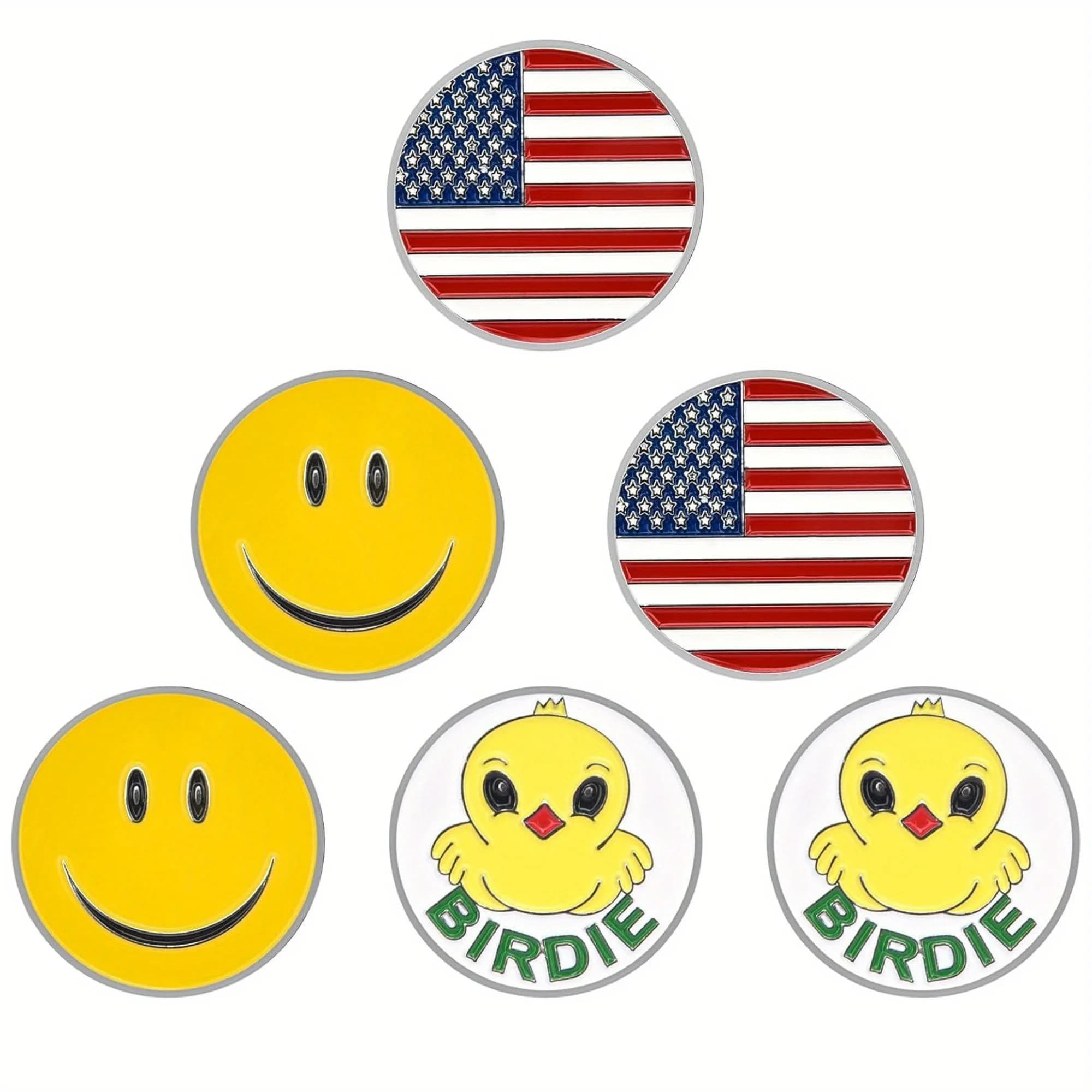 Set di Accessori da Golf: Marcatori per Palline con Motivi Assortiti (Confezione da 6), Clip per Cappello da Golf e Strumenti per Riparare Divot