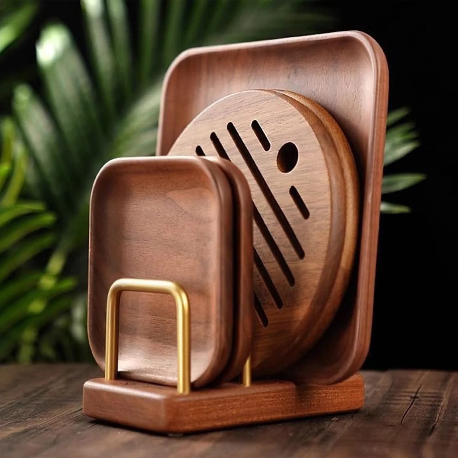 Porta Taglieri Multistrato in Legno Massello, Scolapiatti Resistente all'Usura per Cucina e Piano di Lavoro