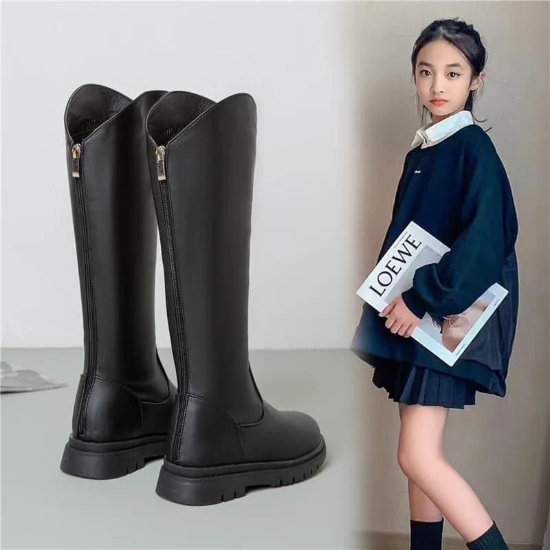 Nuove scarpe da ragazza Stivali da principessa in pelle per bambini Bambini Autunno Inverno Prestazioni casual Stivali alti alla moda Stivali da studente per bambini