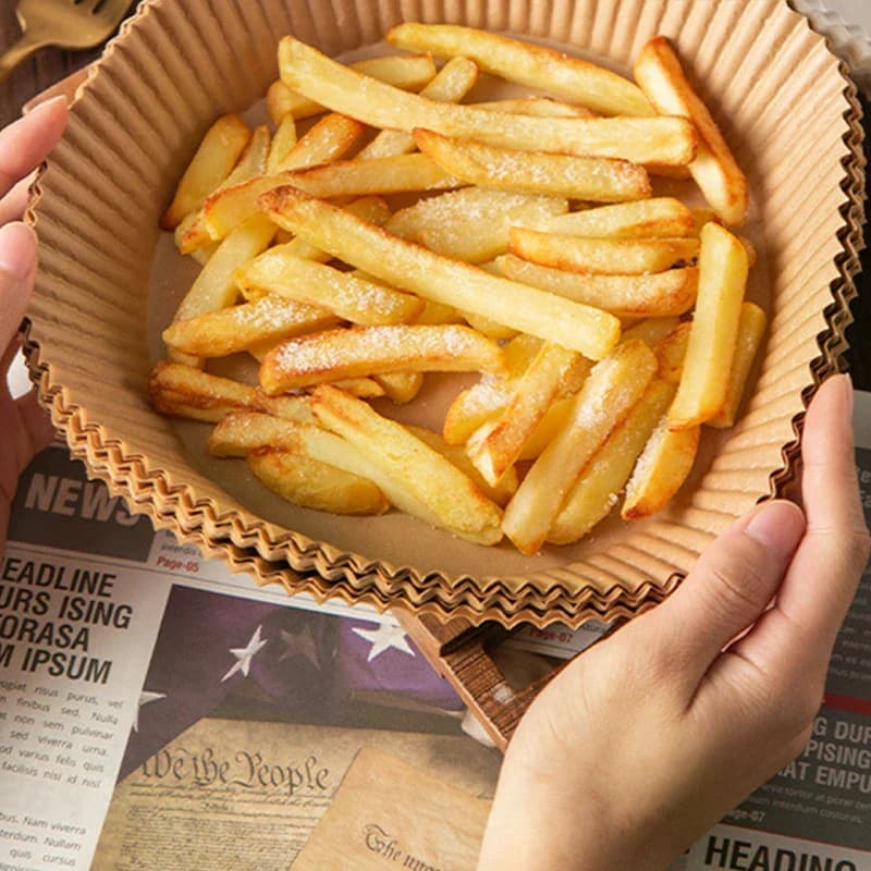 25/50pcs Air Fryer Disposable Paper Liners Basket Non-Stick Oil-Proof Parchment Round Airfryer Baking Paper Kitchen Accessories