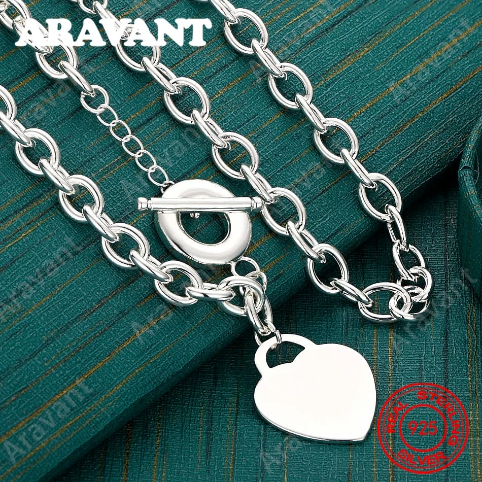 Collana con Ciondolo a Forma di Lucchetto a Cuore Piatto in Argento Sterling 925, Accessorio da Donna per il Lavoro, Regalo di Natale, Gioiello