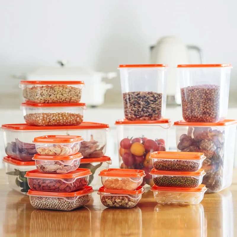 Set di 17 Contenitori Ermetici per Alimenti con Coperchi, Organizzatori da Cucina in Plastica Senza BPA, Adatti per Microonde e Congelatore
