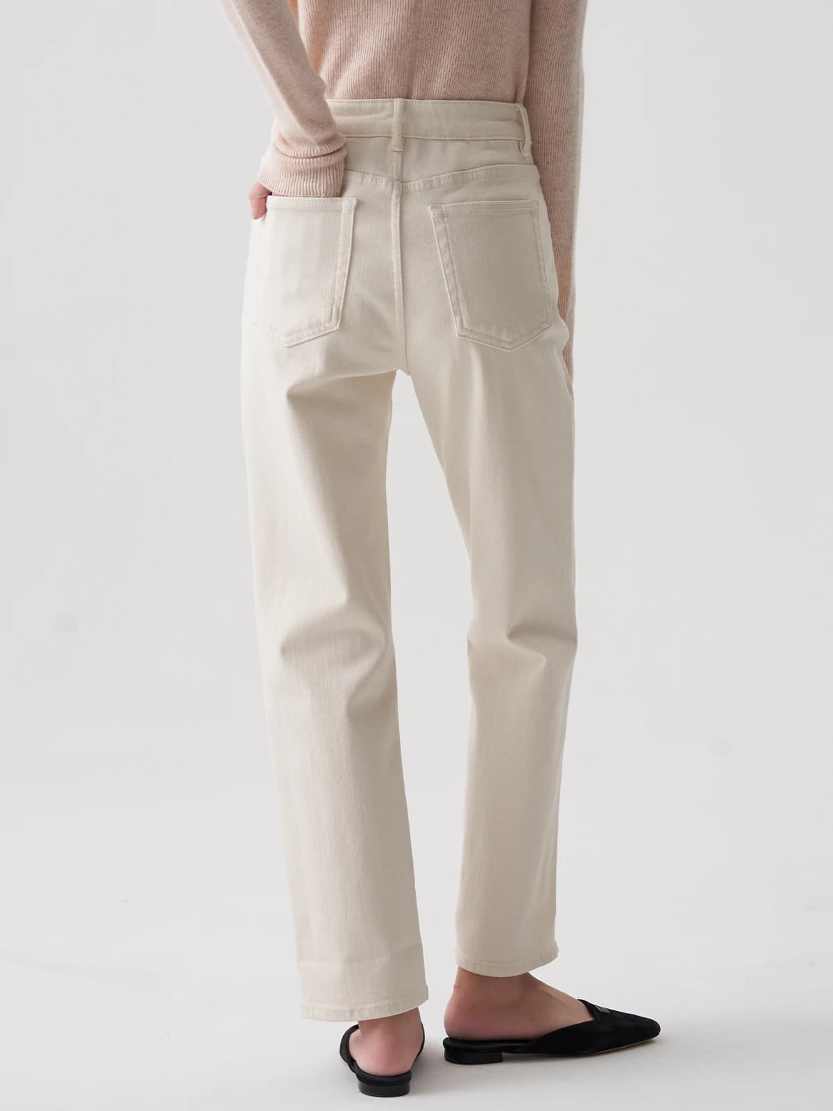 High Waist Slim Straight Fleece Lined Denim Jeans Women's Pear Shaped Body Long Pants Ankle Length Tapered Leggings