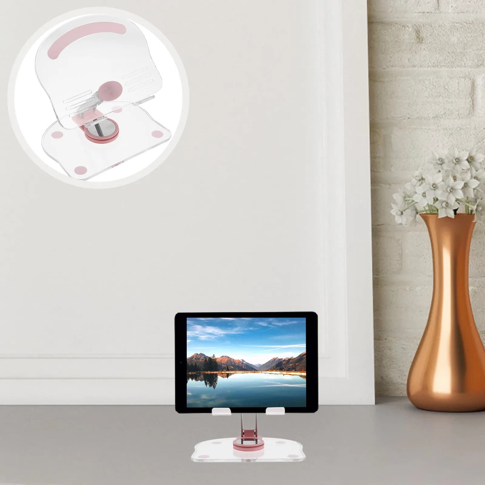 Supporto Pieghevole in Acrilico per Tablet, Rotazione a 360 Gradi, Regolabile, Portatile e Stabile per Disegno, Ufficio e Video