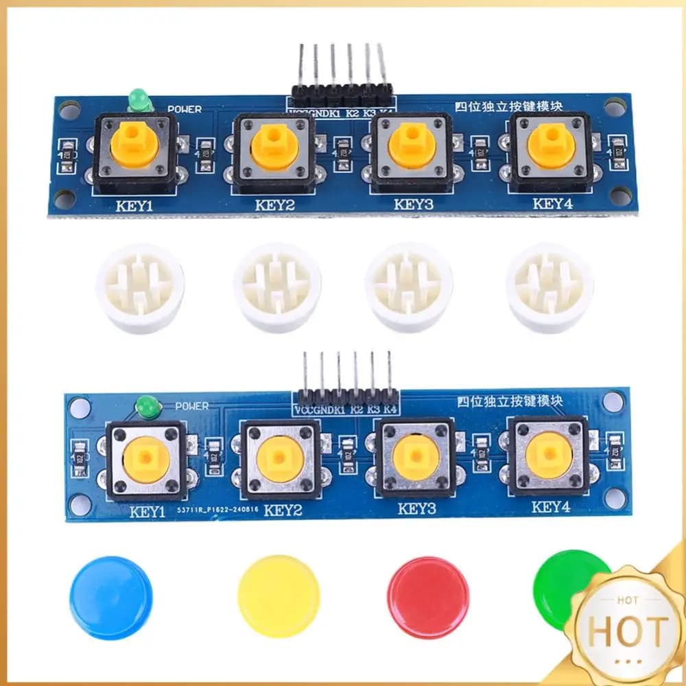 4 Buttons Keyboard Module with Hat & LED Indicator Keypad Module High Level Output for Arduino Or Raspberry Pi