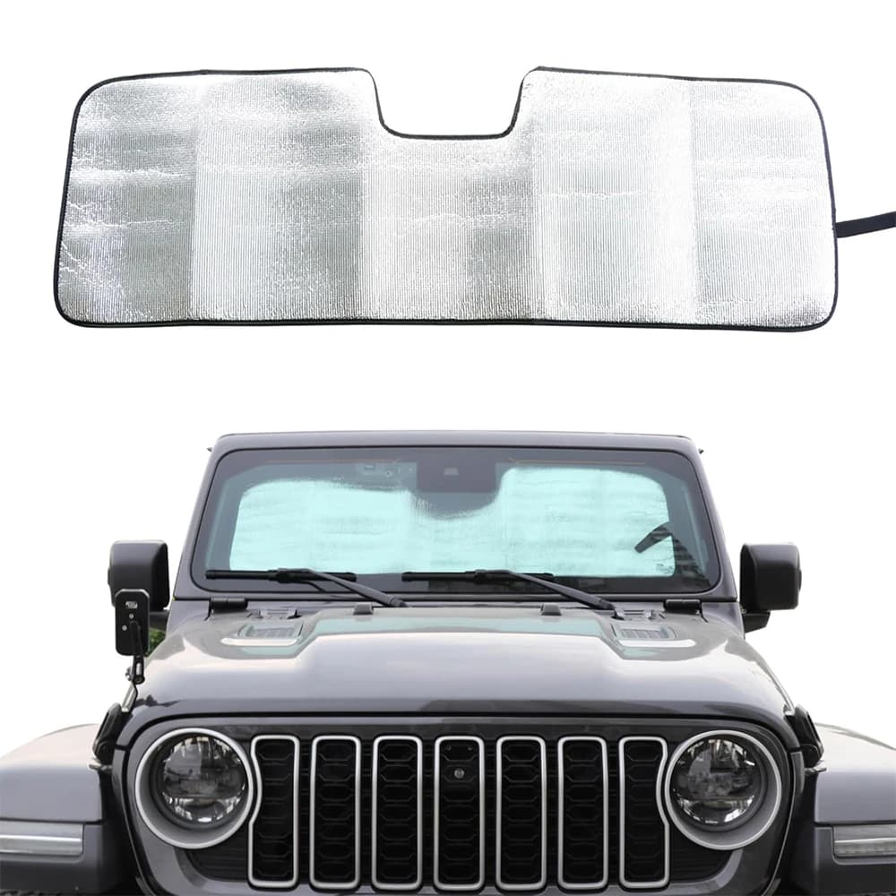 Parasole per Parabrezza Jeep Wrangler JL 2/4 Porte 2024 4XE, Tendina Pieghevole per Finestrino Anteriore, Protezione UV, Copertura Parasole