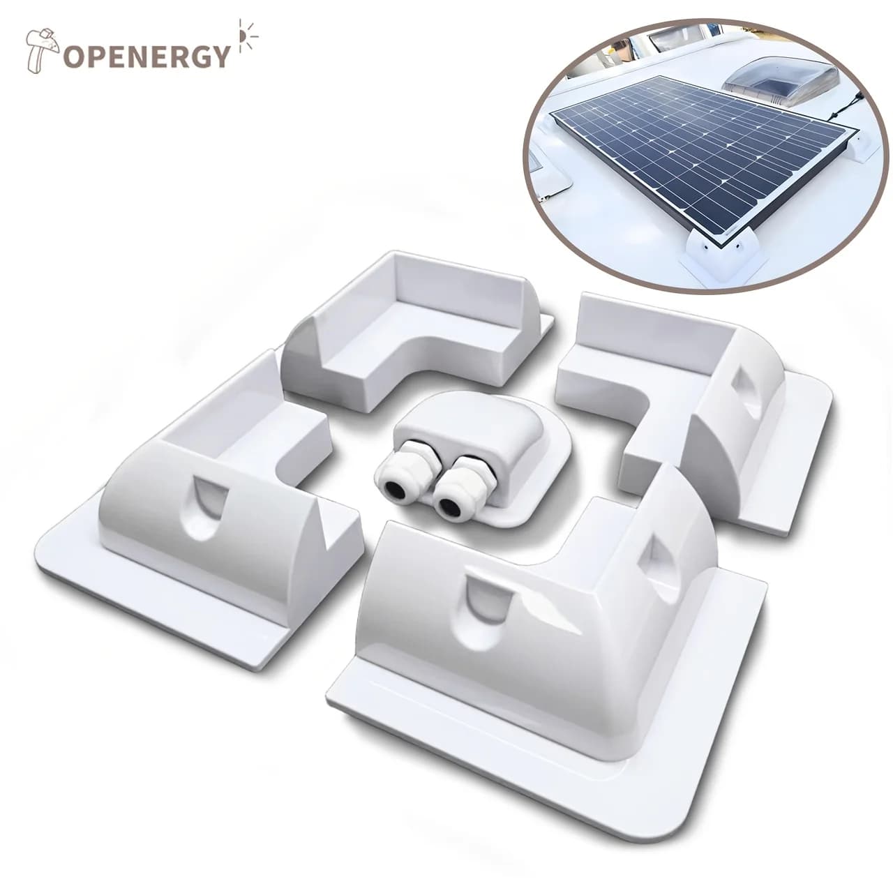 Set di 5 Supporti per Pannelli Solari in ABS Bianco, Installazione Senza Foratura, Adatti per Camper, Rimorchi, Barche, Yacht, Camion, Roulotte