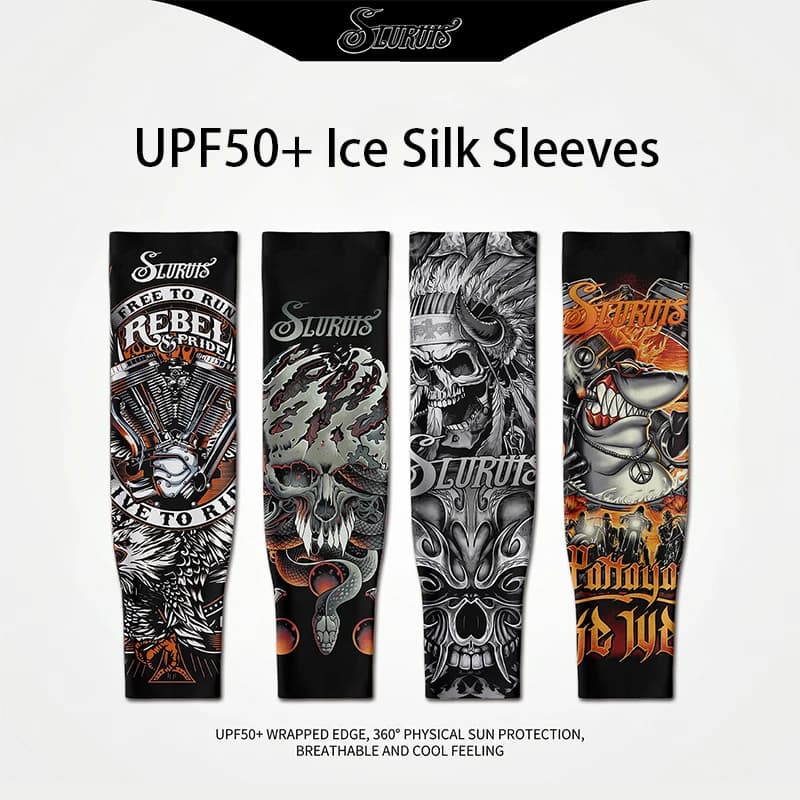 Seamless Tattoo Sleeves Cooling Summer Sun Protection Sports Arm Sleeves Woman's Men's Fishing Basketball Cycling Sleeves