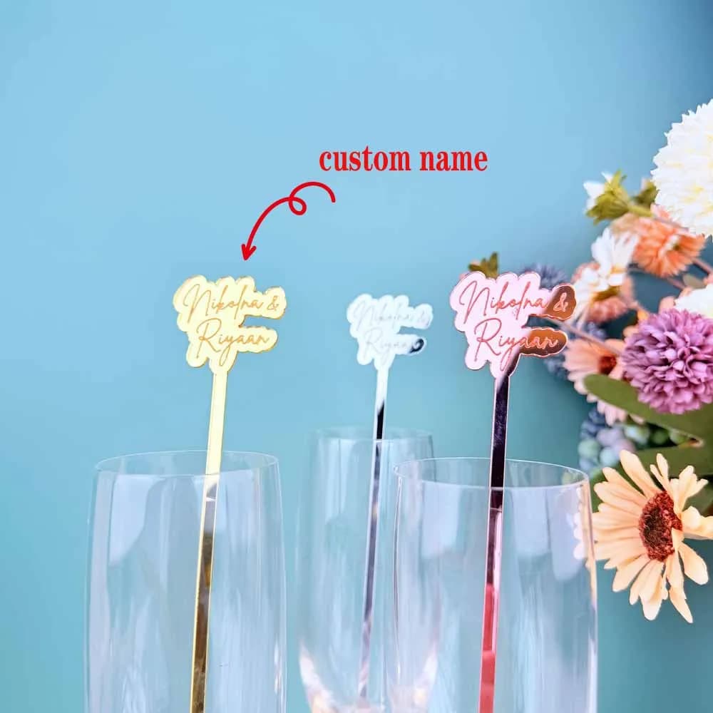 20pcs/50pcs Personalized Drink Stirrers Wedding Custom Drink Charm Cocktail Sticks Glass Swizzle Sticks Decoration