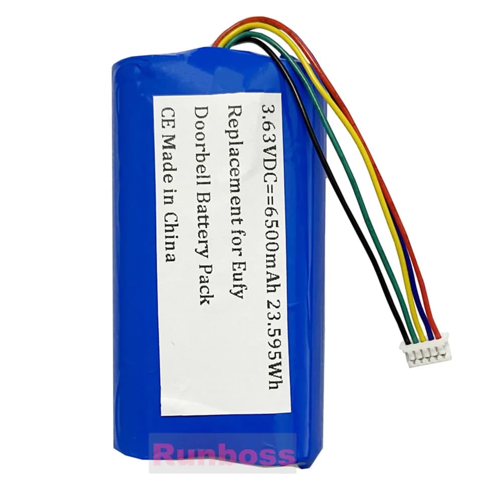 Batteria agli ioni di litio da 3,63 V 6500 mAh per Eufy Security C210 S220 SoloCam / SoloCam 2K Telecamera per campanello Eufy SW18650 34M 2P Batteria