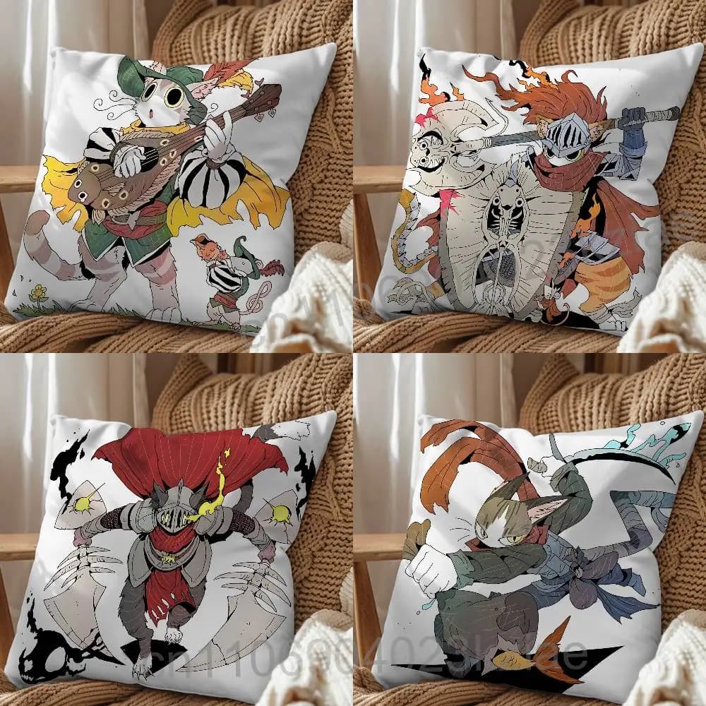 Fodera per cuscino Artist Frypai Cat Knight Cat Drake, adatta per divano, soggiorno, camera da letto, decorazione domestica