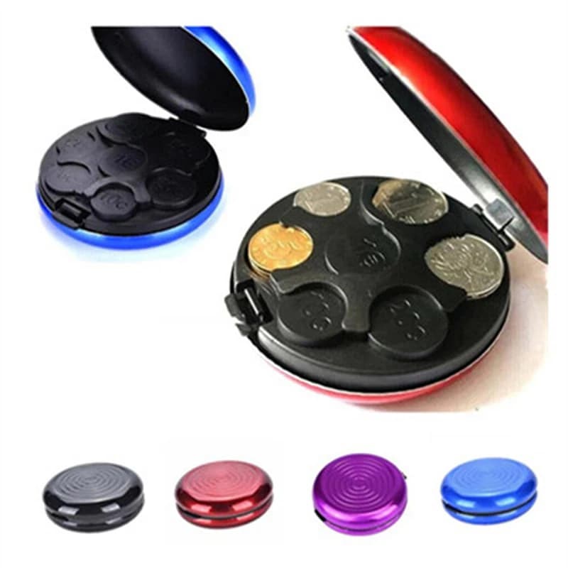 Round coin holder USD/Euro coin purse Wallet Wallets Container holders Aluminum alloy plastic coin holder