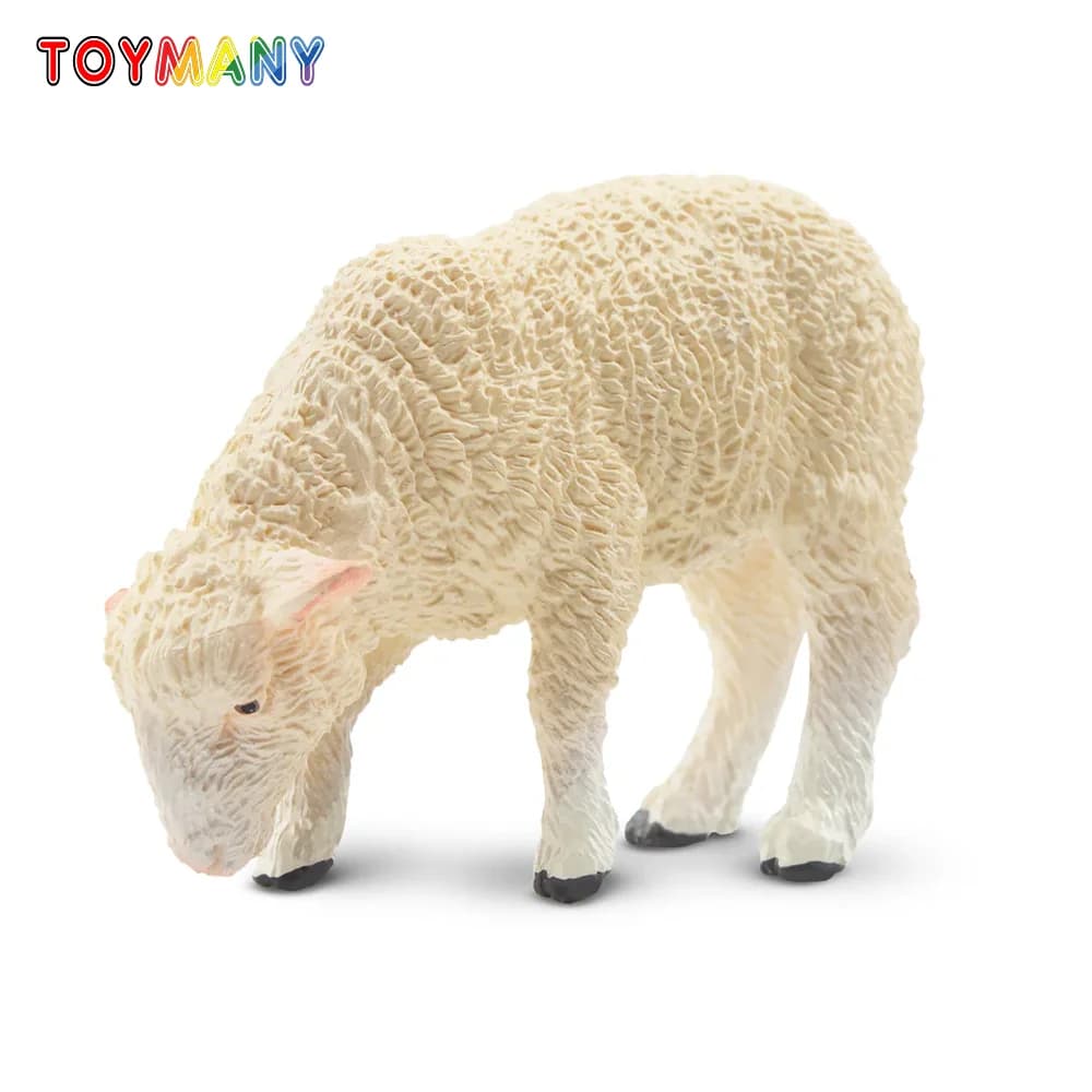 Toymany Simulazione Foraggiamento Agnello Bianco Fattoria Modello Animale Giocattolo Mini Figure Bambole Action Figurine Giocattoli Regalo per Bambini Torta Decora