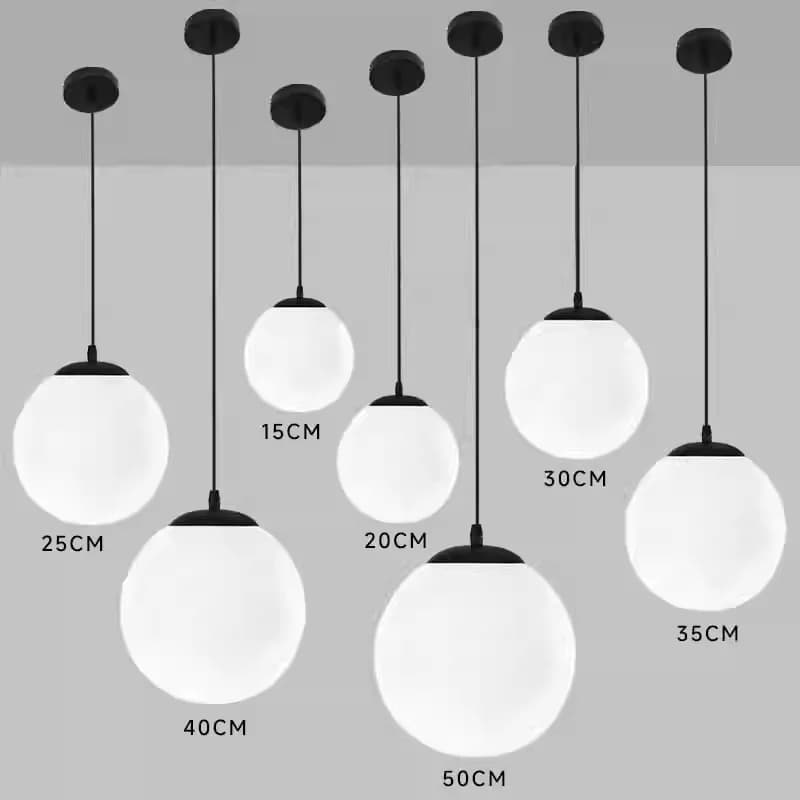 Sala da pranzo Lampada a sospensione Globo Sfera di vetro Lampada a sospensione Lampadario a soffitto Soggiorno Camera da letto Lampada Cafe Sala studio Cucina Casa Paralume in vetro bianco, paralumi globo latteo, lamp