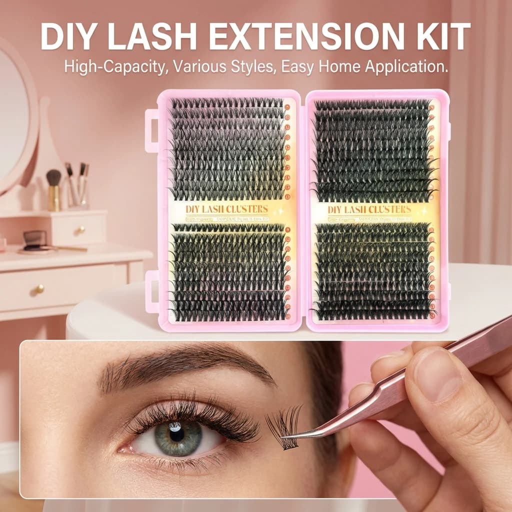 D curved fake eyelash set, Asian eyes shape, natural black synthetic fiber eyelashes, comfortable and long lasting for performance