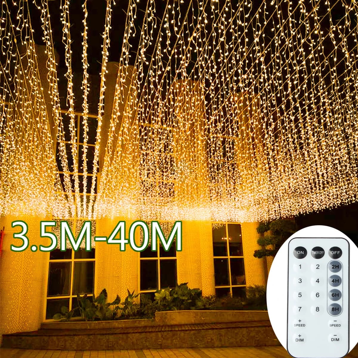 Lucine a LED per ghiaccioli Luci a corda per esterni Ghirlanda di Natale per la casa Capodanno Giardino Cortile Festa Matrimonio Terrazza Decor