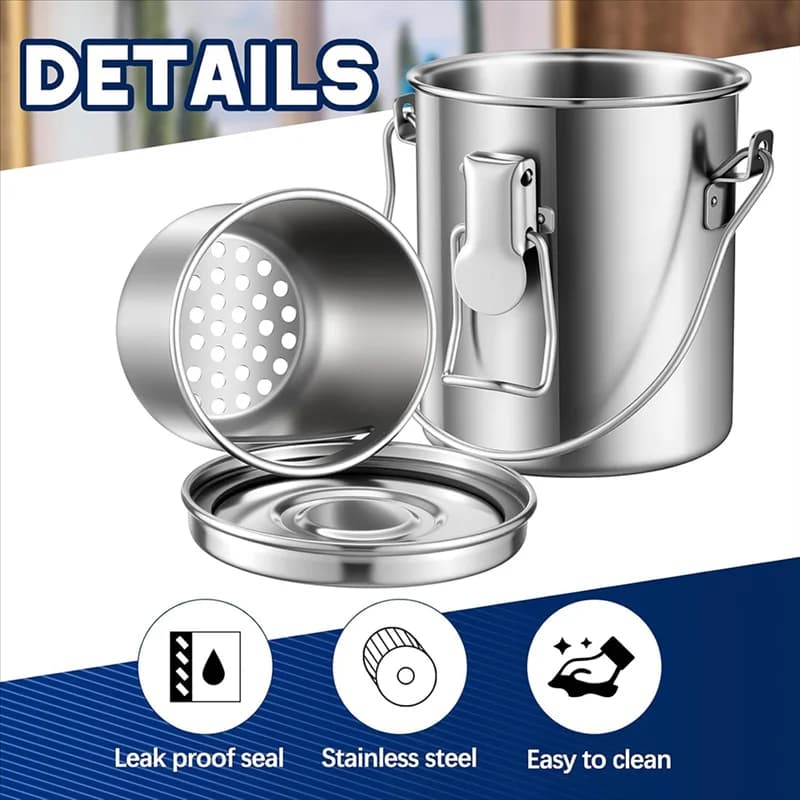 Used for oil cleaner kit, with cover and filter, portable stainless steel brush holder, B84B paint brush cleaner 6.6 oz