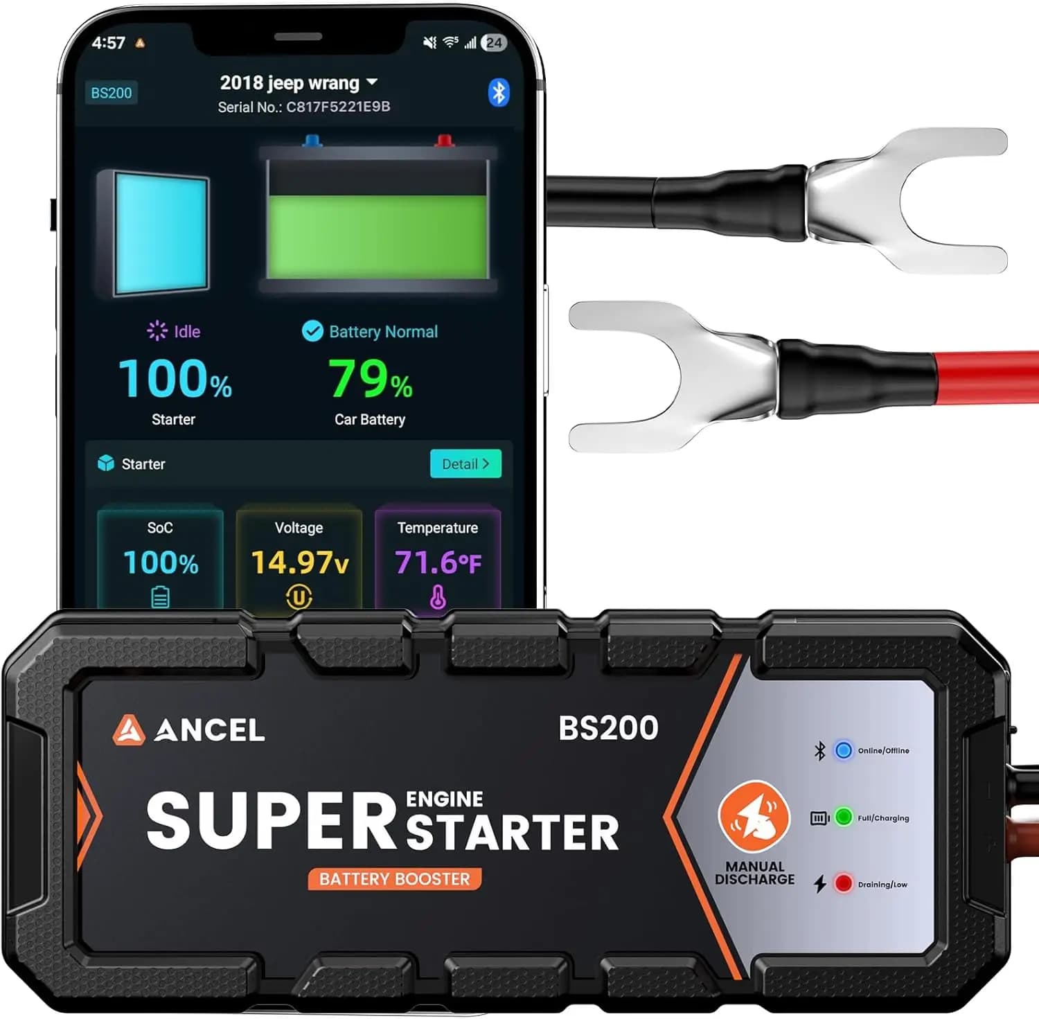 Avviatore di Emergenza UltraSafe 700A: Connessione Permanente, Mantenitore di Carica Automatico, -40°C ° Da F a 176 ° F, per veicoli da 3.0L