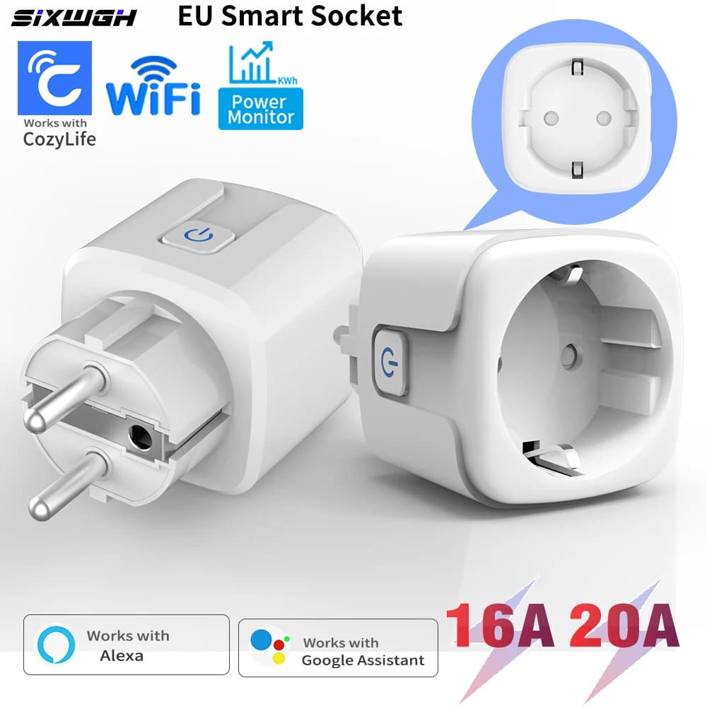 Presa Intelligente WiFi 20A/16A EU FR con Monitoraggio Energetico, Timer e Conto alla Rovescia, Compatibile con App Smart Life, Alexa e Google
