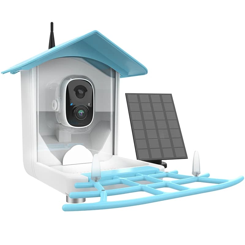 Mangiatoia Intelligente per Uccelli con Telecamera, Ciotola Automatica per Animali Selvatici, Alimentatore Wireless da Esterno a Energia Solare