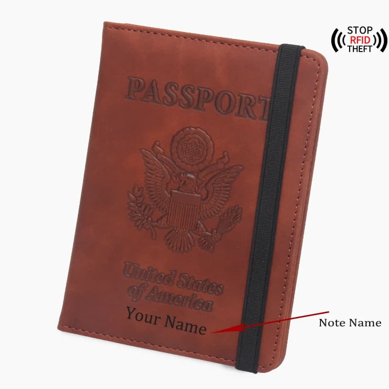 Nome personalizzato Copertina per passaporto USA Portafoglio da viaggio multifunzionale Porta carte Porta passaporto Rfid Passaporto Personalizzato