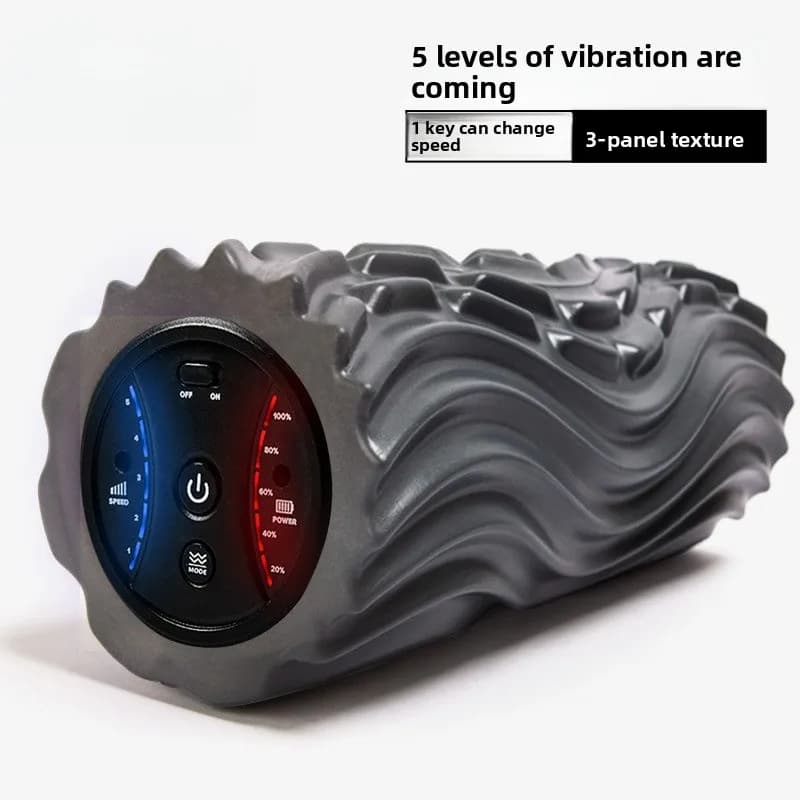 Yoga Column Yoga Equipment Electric Foam Roller 5‑Gear Vibration Massage Corrugated Fascia Column Yoga Fitness Muscle Relaxation