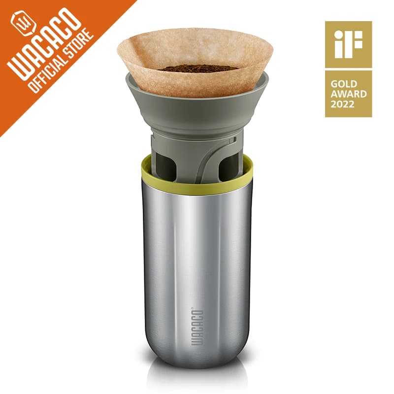 Caffettiera WACACO Cuppamoka, caffettiera portatile con filtro in carta a 10 coni, acciaio inossidabile versare sopra la birra