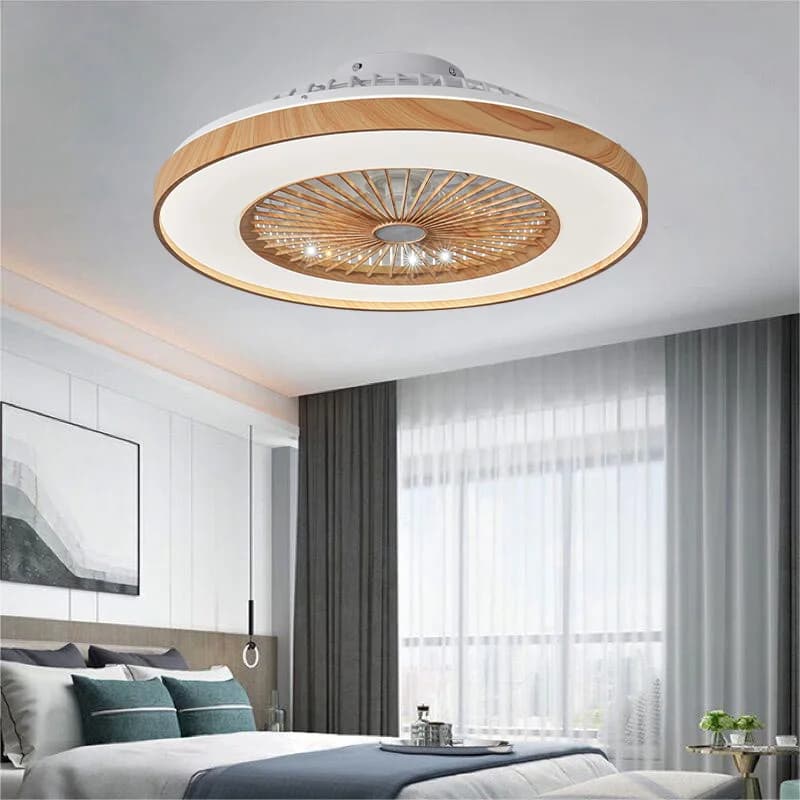 Ventilatore da soffitto da 60 cm con APP Colore venature del legno Ventilatore elettrico Lampada a sospensione Soggiorno Sala da pranzo Camera da letto Luce 110 V