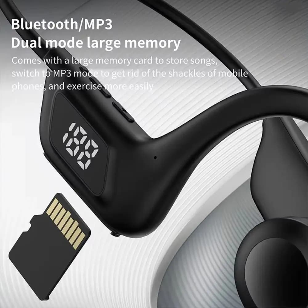Wireless Bone Conduction Headphone Earbuds with Mic X7 Bluetooth Sports Earphone Hands-free Digital Display Ear-hook Headset