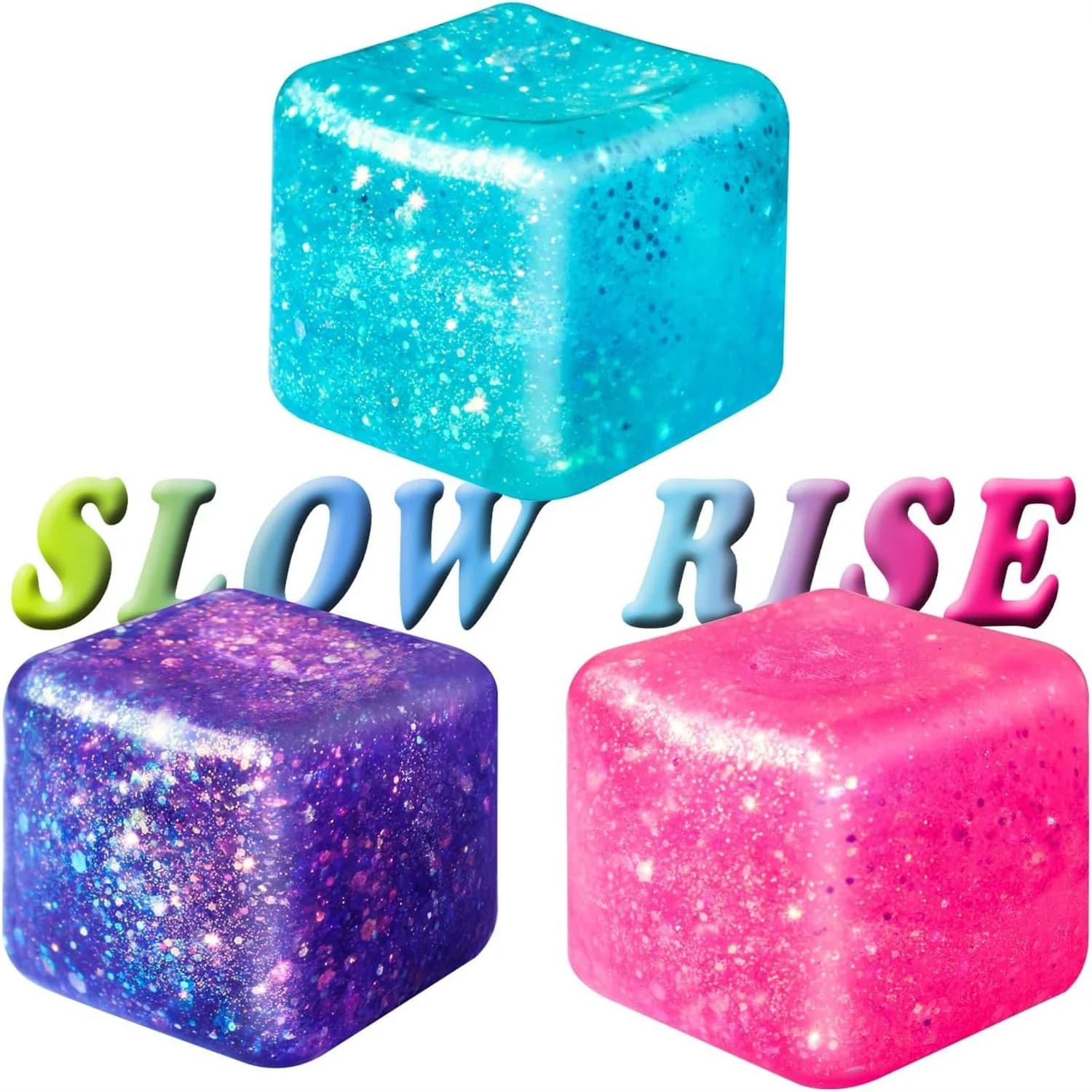 Palline antistress con cubo antistress glitter a aumento lento Palline antistress con zucchero malto per adulti e bambini Giocattoli antistress ADHD Giocattoli squishy per l'ansia