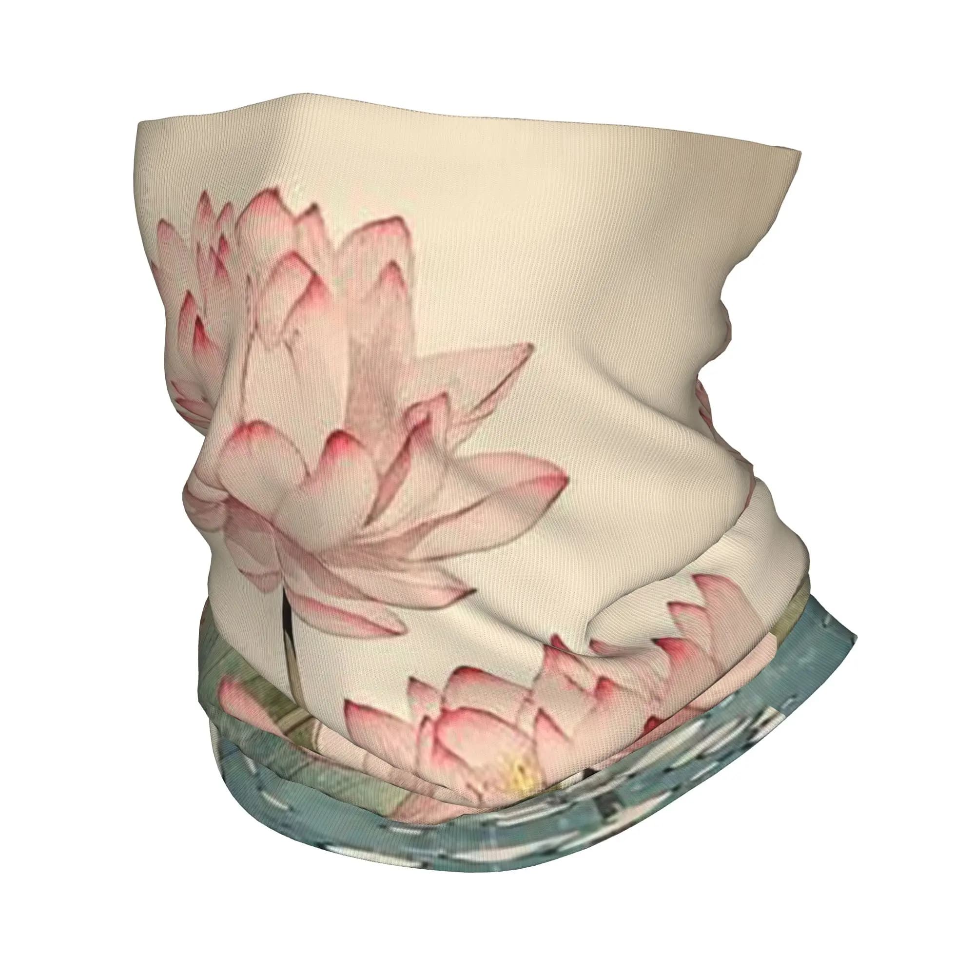Beautiful Pink Lotus Design Bandana Neck Gaiter Printed Mask Scarf Multifunction Face Mask Riding For Men Women Adult