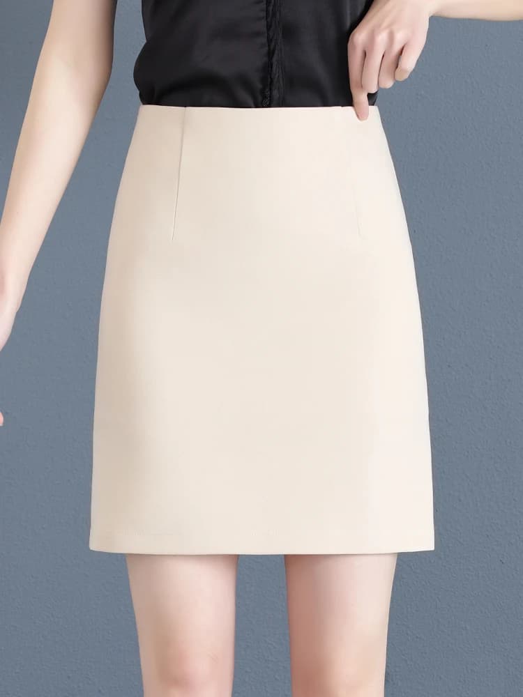 Slim Fit High Waist Skirt Women's Summer Thin Professional Suit Short Skirts Bodycon Style Korean Version Polyester Blend