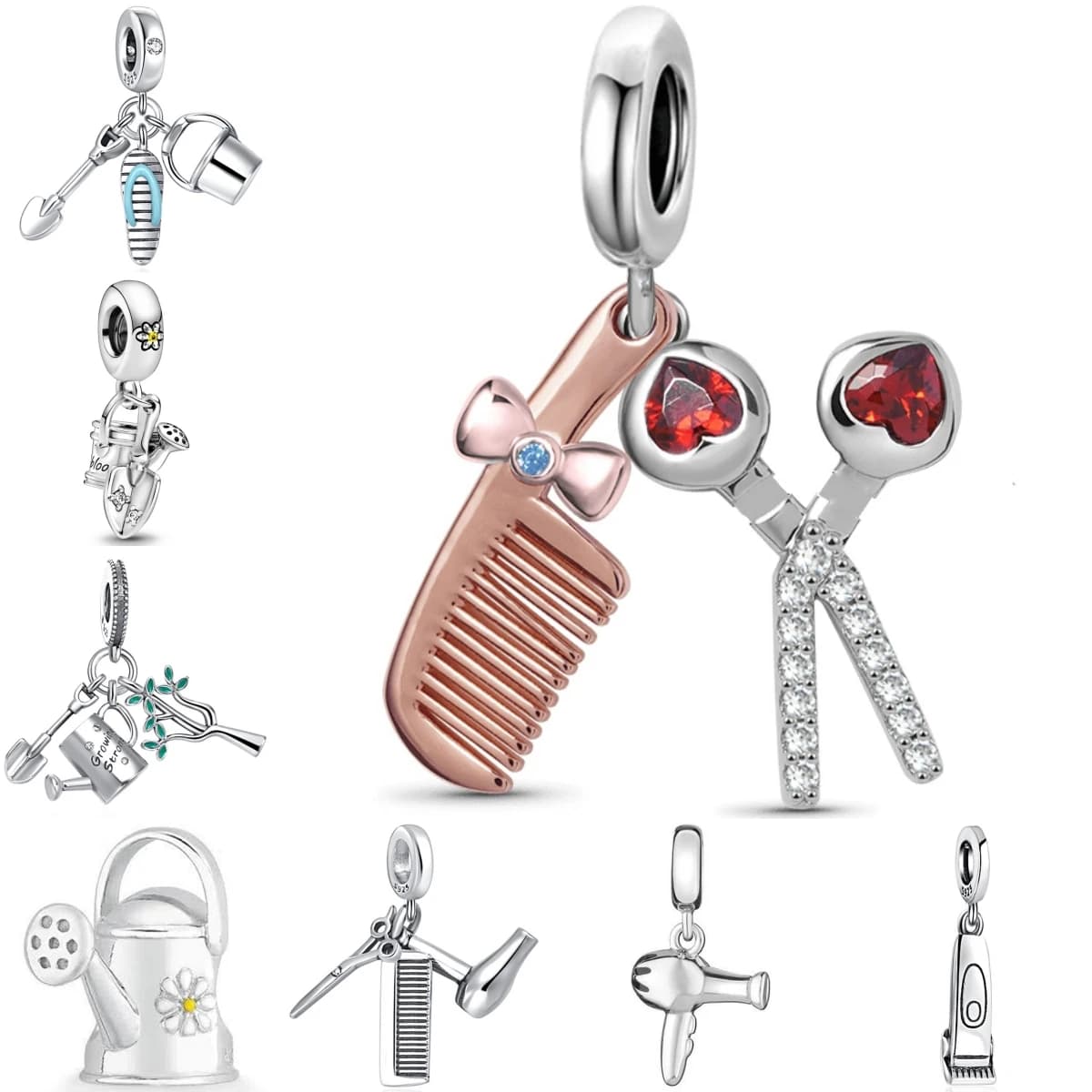 New sale hot comb hairdryer watering charms heel suitable original silver 925 bracelet European jewelry woman gift