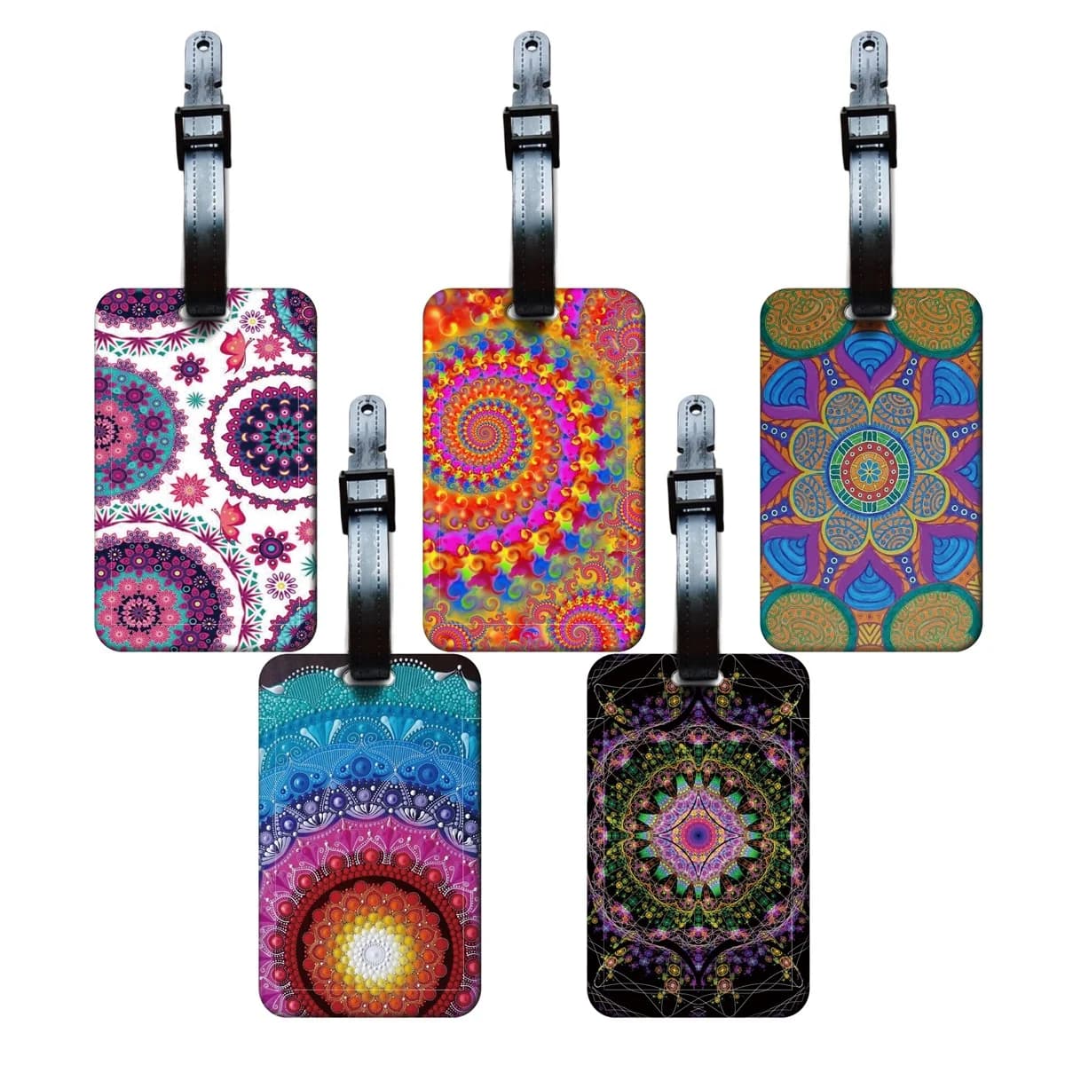 Bellissime etichette per bagagli con mandala, porta indirizzo e nome per valigie, etichetta colorata per bagagli, accessori da viaggio per valigie