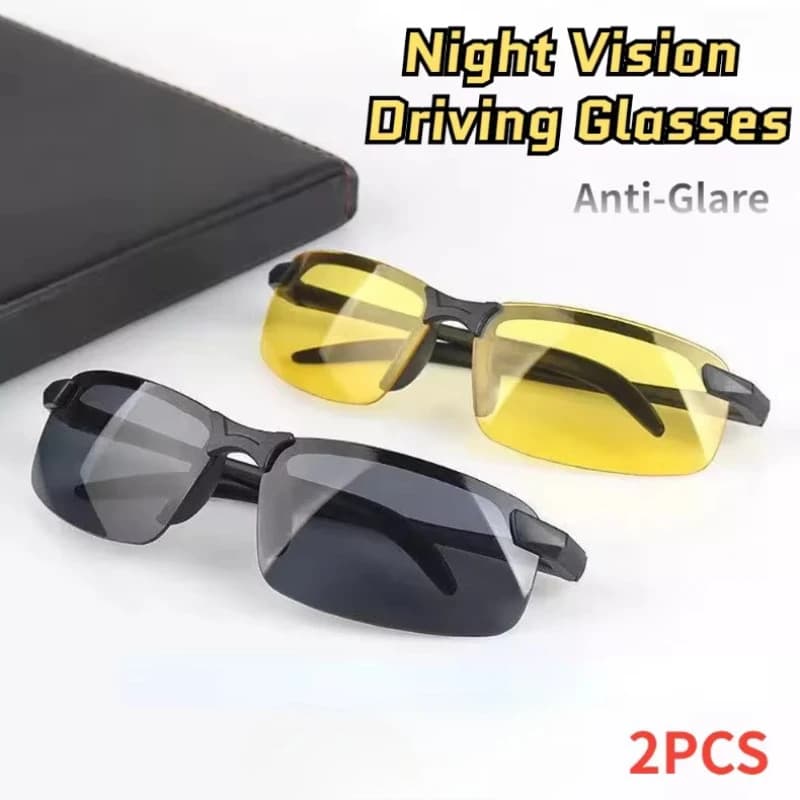 1/2PCS Night Vision Glasses Men Anti-Glare Driving Goggle Half Frame Polarized Sunglasses for Driver UV400 Day and Night Glasses