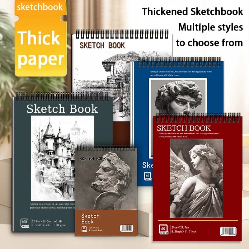 Premium Thick Paper Sketchbooks, Offering Multiple Stylish Designs, Perfect for Sketching & Art Creation