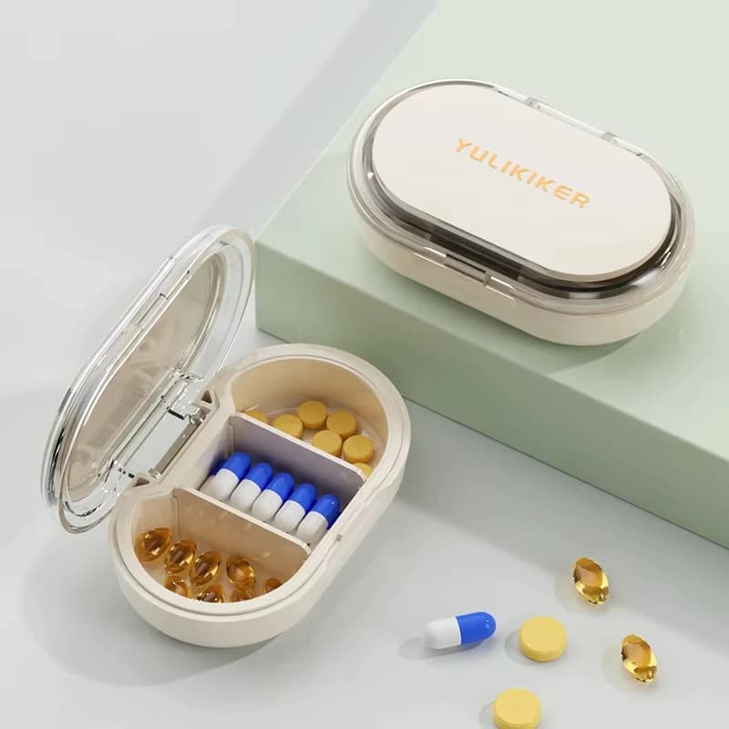 Mini portapillole da viaggio a 3 scomparti - Organizzatore di medicinali sigillato impermeabile, portatile, per vitamine, integratori e medicinali