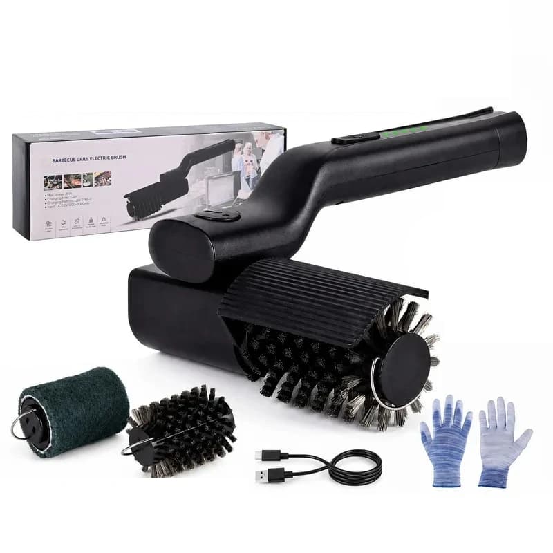 for Electric BBQ Cleaning Brush with LED Light Rotary Grill Scrubber for Outdoor Camping Barbecue Grill Cleaning Tool