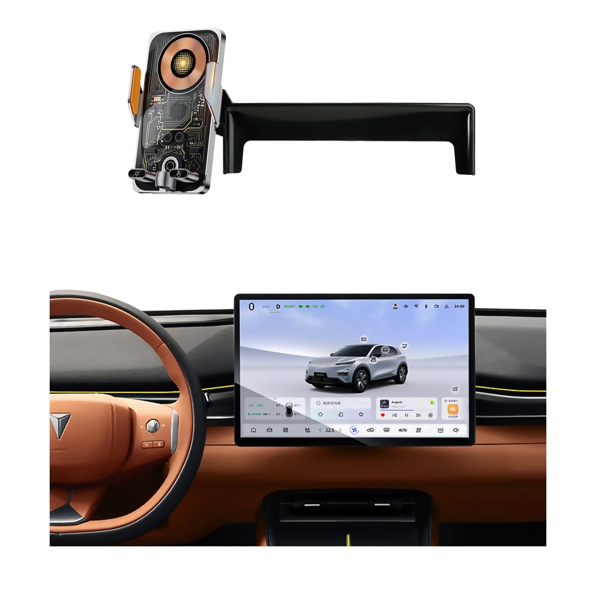 Supporto per telefono da auto Deepal S05 2024-2026 con clip di fissaggio per schermo, caricabatterie wireless Qi e accessori per il montaggio del telefono