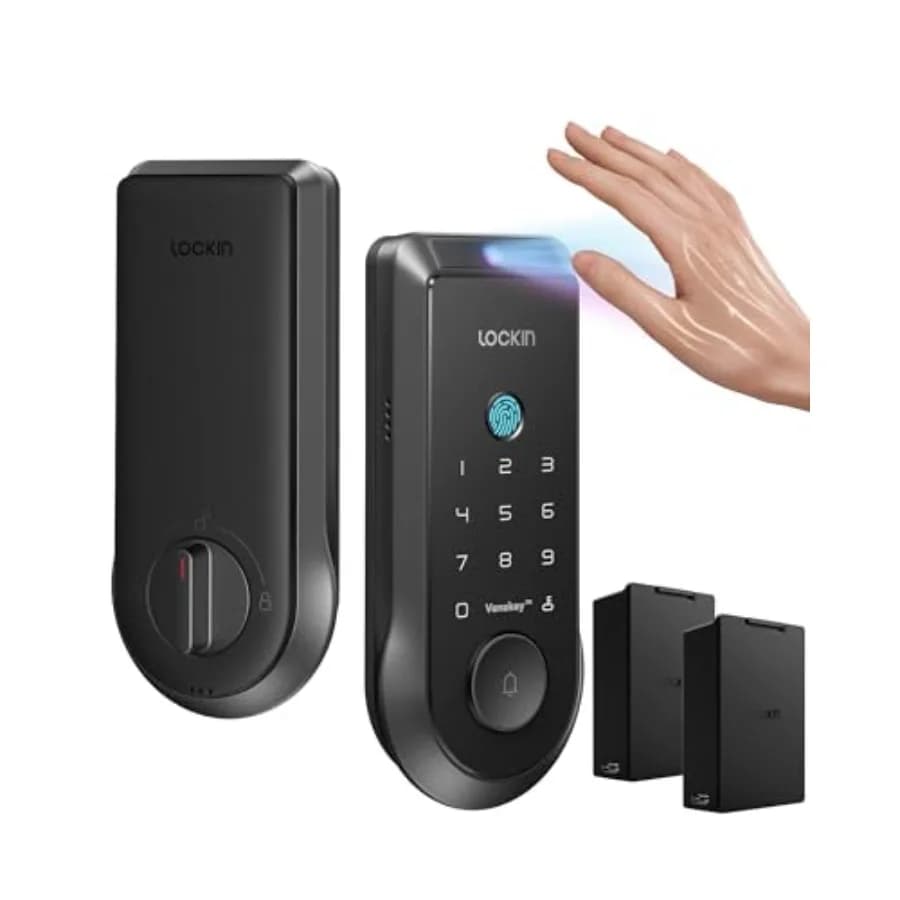Serratura Intelligente Senza Chiave con Riconoscimento delle Vene Palmari e Impronte Digitali, Doppia Batteria Sostituibile per 14 Mesi di Autonomia, Integrata W